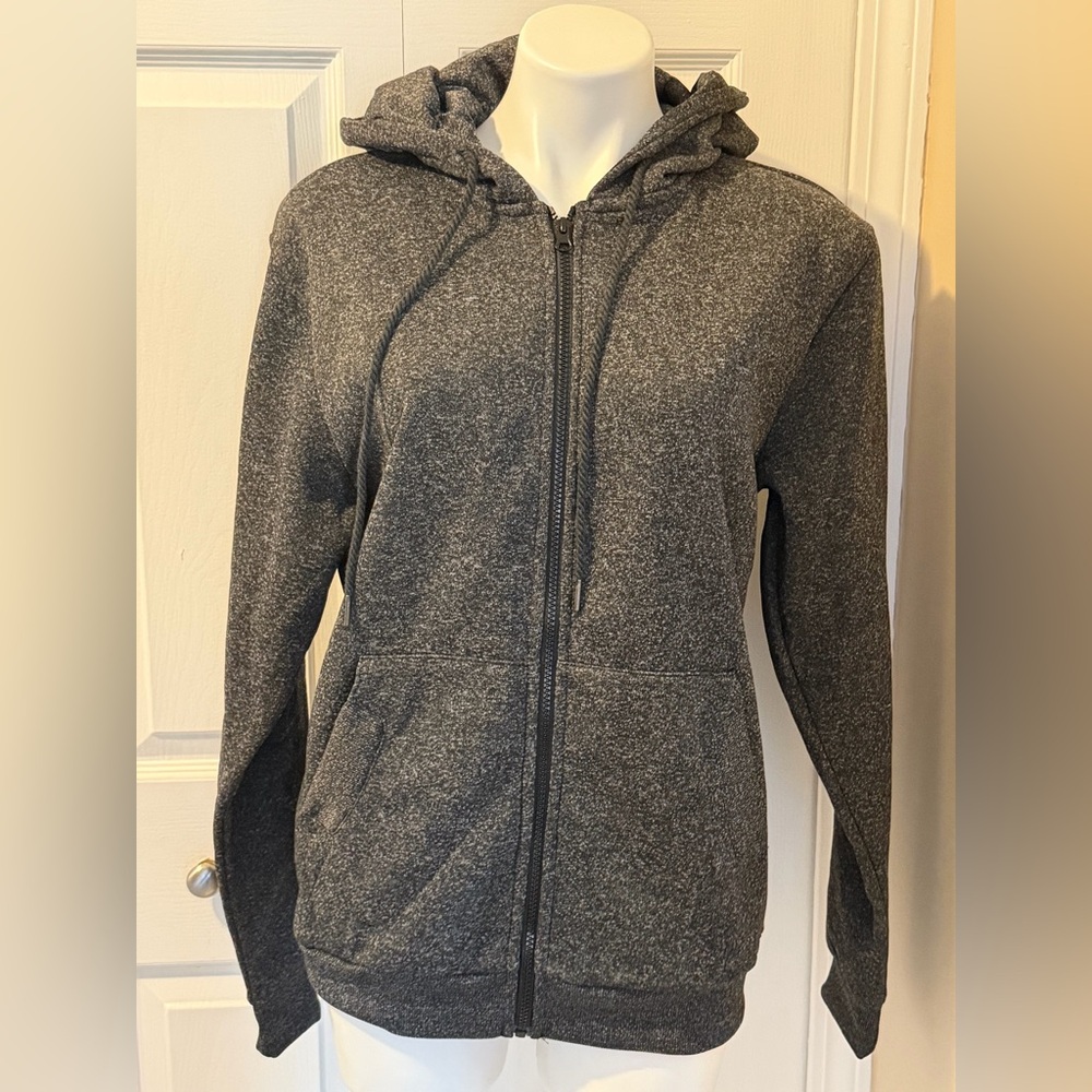 Women's Gray Hoodie Fleece Jacket, Size M